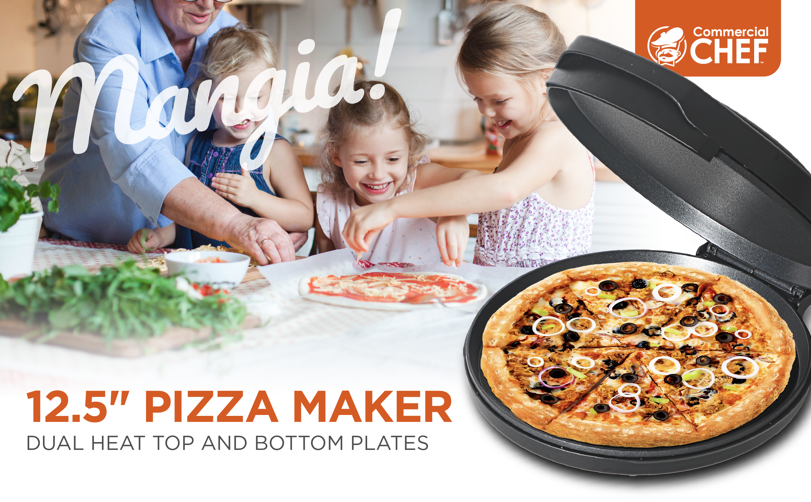 CHQP12R 12.5-Inch Mangia! Quesadilla / Pizza Maker – Commercial Chef